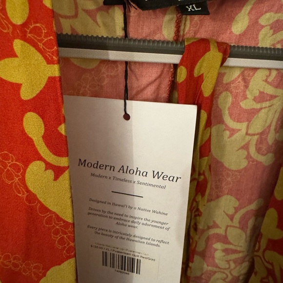 New Lexbreezy red gold kimono midi cover up Puakenikeni quilt flower size XL - Picture 10 of 10